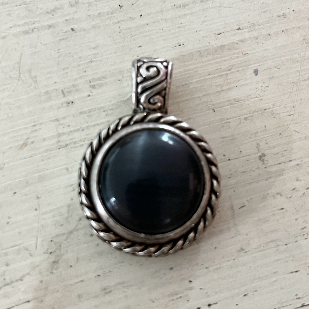 Black Onyx and Sterling Silver Pendant